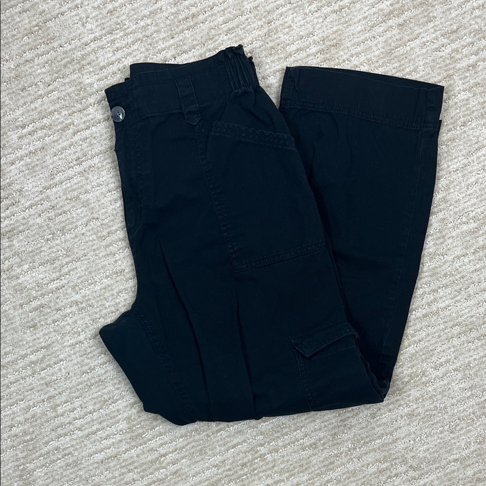 Old Navy Women’s Medium Black Utility Cargo Cropped Pants Mid Rise Cotton